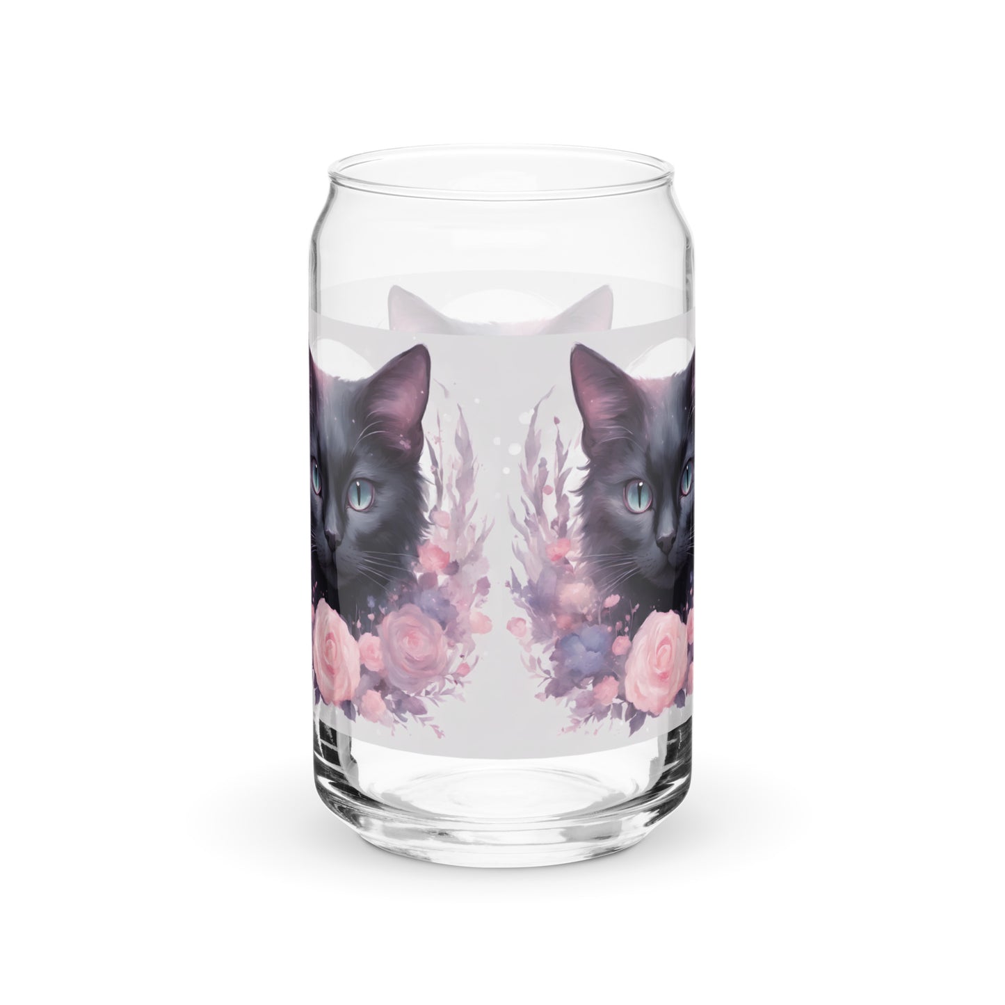 Black Cat Flowers Can-shaped glass