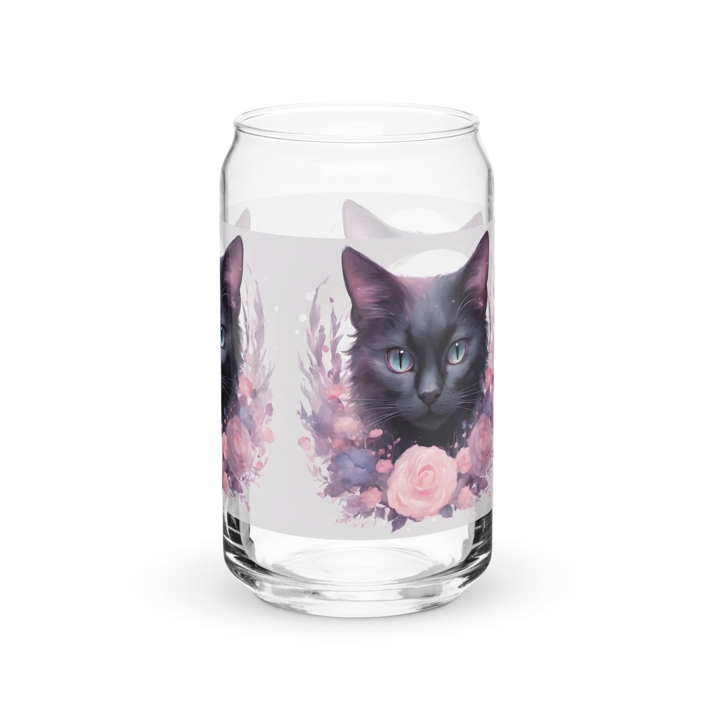 Black Cat Flowers Can-shaped glass