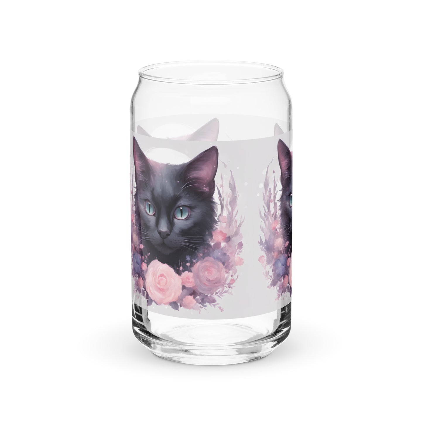 Black Cat Flowers Can-shaped glass